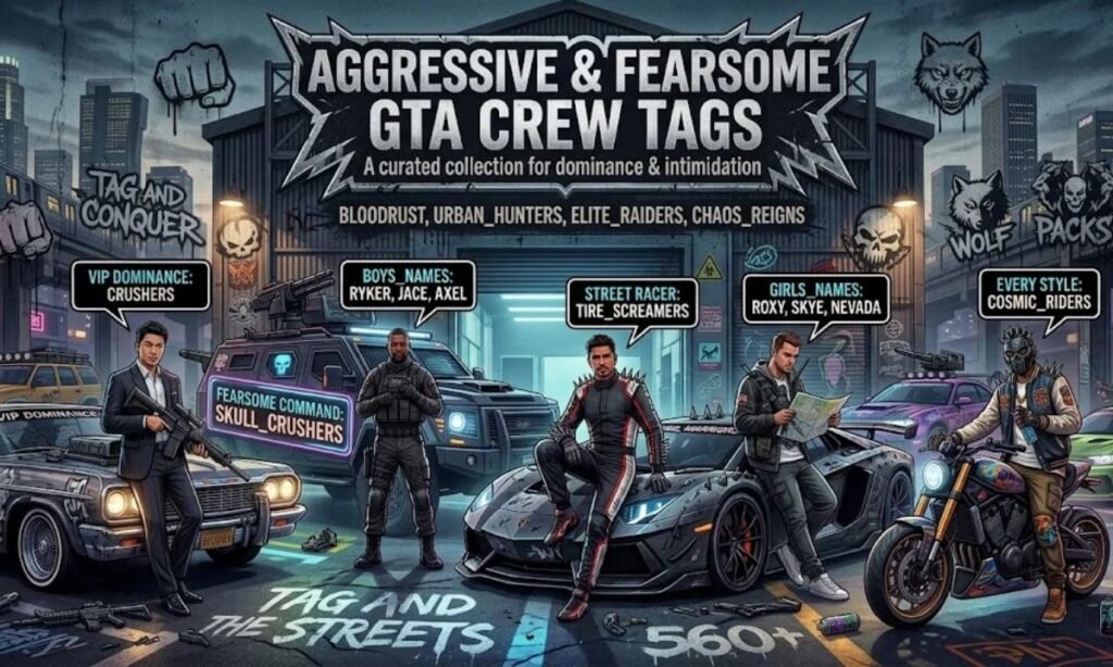 Aggressive & Fearsome GTA Crew Tags