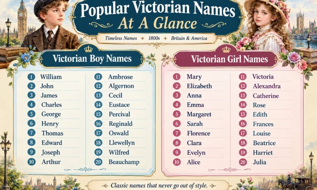 Popular Victorian Names At A Glance