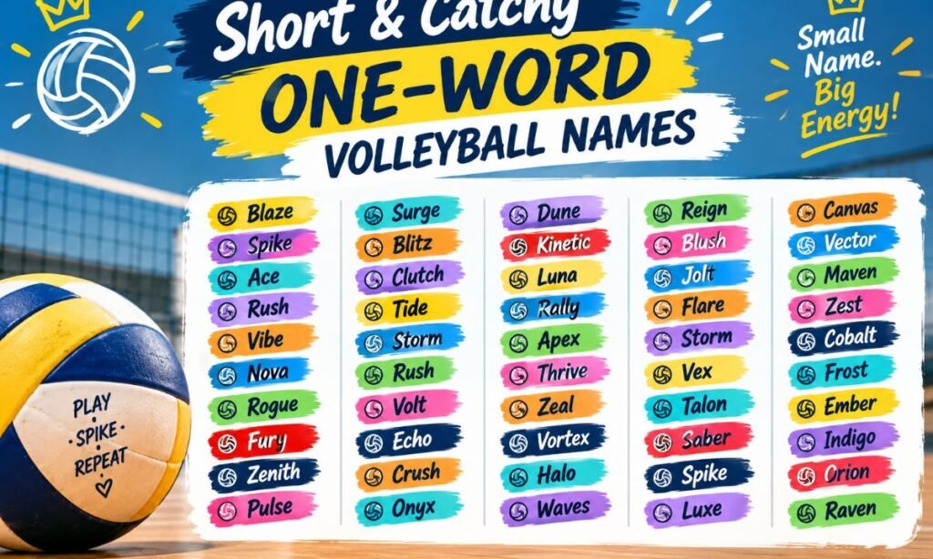 Short & Catchy One-Word Volleyball Names