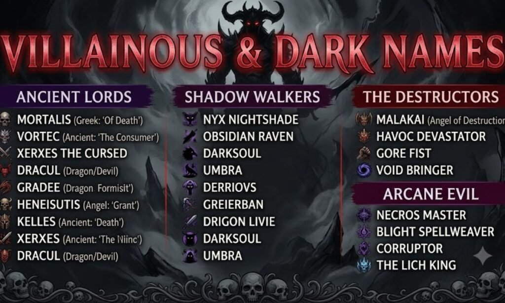 Villainous & Dark Names